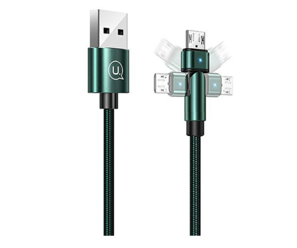 Kabel USAMS Kabel pleciony obrotowy U60 2A microUSB zielony